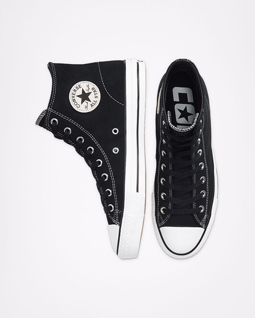 Zapatillas Skate Converse CONS Chuck Taylor All Star Pro Suede Mujer Negras Blancas | PE 57P420